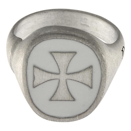 Größenverstellbarer Ring, Malteserkreuz, weiß, aus 925er Silber, satiniert, HOLYART Collection, unisex 4