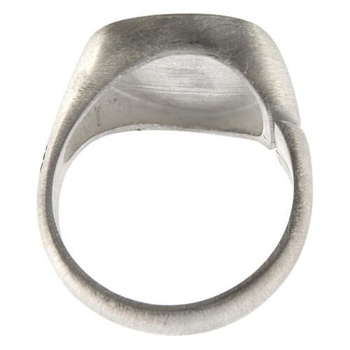 Größenverstellbarer Ring, Malteserkreuz, weiß, aus 925er Silber, satiniert, HOLYART Collection, unisex 6