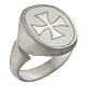 Größenverstellbarer Ring, Malteserkreuz, weiß, aus 925er Silber, satiniert, HOLYART Collection, unisex s1