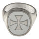 Adjustable unisex signet ring with Maltese cross on white enamel, mat 925 silver, HOLYART Collection s4