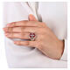 Adjustable unisex signet ring with Maltese cross on burgundy enamel, mat 925 silver, HOLYART Collection s3