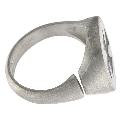 Größenverstellbarer Ring, Malteserkreuz, schwarz, aus 925er Silber, satiniert, HOLYART Collection 5