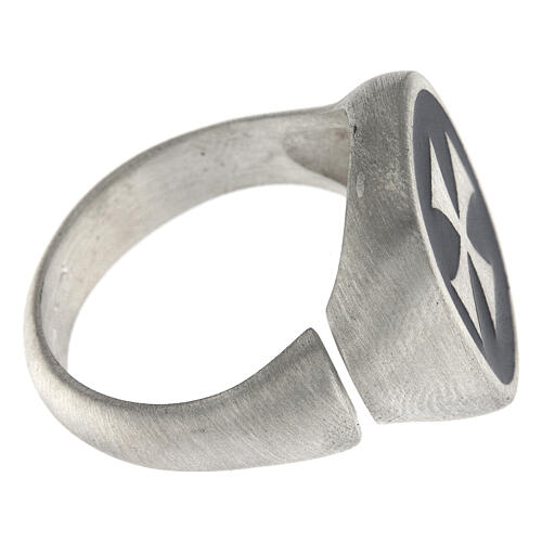 Größenverstellbarer Ring, Malteserkreuz, schwarz, aus 925er Silber, satiniert, HOLYART Collection, unisex 5