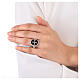 Adjustable unisex signet ring with Maltese cross on black enamel, mat 925 silver, HOLYART Collection s3