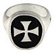 Adjustable unisex signet ring with Maltese cross on black enamel, mat 925 silver, HOLYART Collection s4