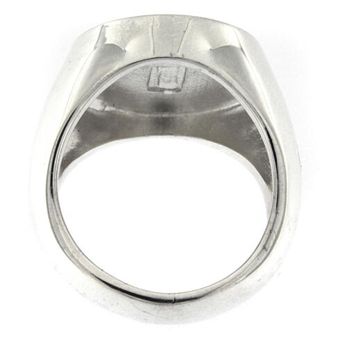 HOLYART Collection Unisex-Ring fűr den kleinen Finger aus Silber 925 mit Alpha und Omega Symbolen auf schwarzem Hintergrund 5
