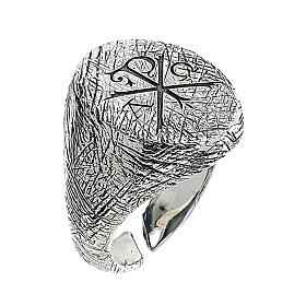 Verstellbarer Ring aus 925er Silber großes Alpha Omega HOLYART Collection