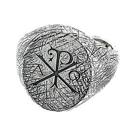 Verstellbarer Ring aus 925er Silber großes Alpha Omega HOLYART Collection