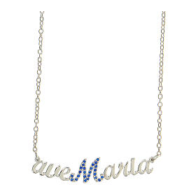 Ave Maria necklace, 925 silver and blue crystals, HOLYART collection