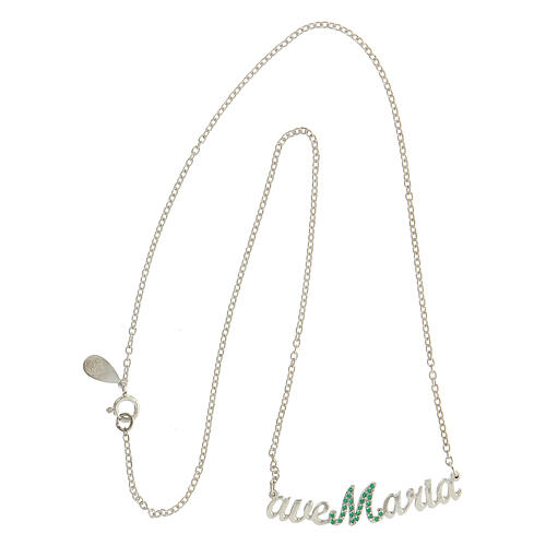 Collana strass verdi Ave Maria catenina argento 925 HOLYART Collection 5