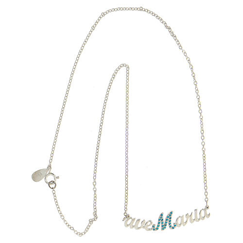 Collar Ave María cadena strass celestes plata 925 HOLYART Collection 5