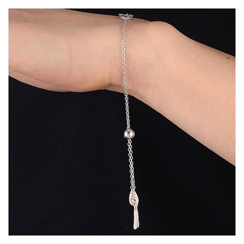 Adjustable bracelet with white fish and tassel, 925 silver, HOLYART Collection 4