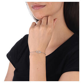 925 silver bracelet Christian fish white tassel adjustable HOLYART Collection
