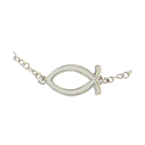925 silver bracelet Christian fish white tassel adjustable HOLYART Collection 3
