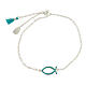 Adjustable bracelet with light blue fish and tassel, 925 silver, HOLYART Collection s1