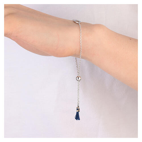 925 silver bracelet Christian fish dark blue tassel adjustable HOLYART Collection 4