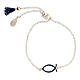 925 silver bracelet Christian fish dark blue tassel adjustable HOLYART Collection s1