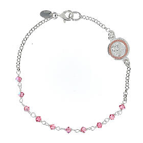 Bracciale argento rosé 925 strass rosa