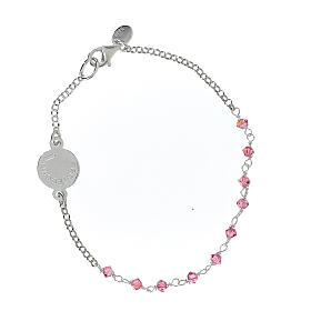 Bracciale argento rosé 925 strass rosa