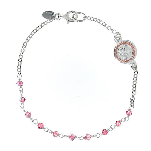 Pulseira prata 925 rosada com cristais cor-de-rosa 1