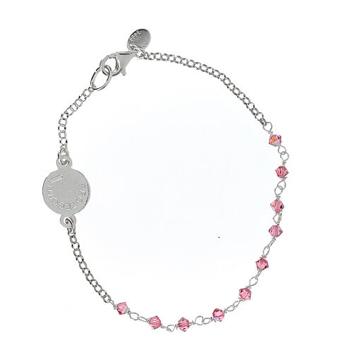 Pulseira prata 925 rosada com cristais cor-de-rosa 2
