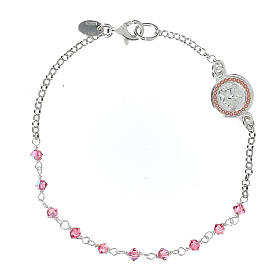 925 rose silver bracelet with pink rhinestones