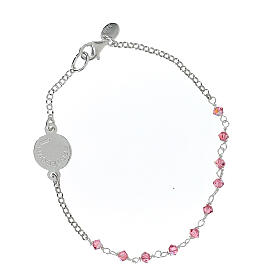 925 rose silver bracelet with pink rhinestones