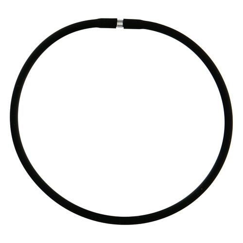 Black rubber bracelet with silver fastener 2