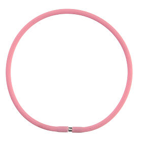 Pink rubber bracelet with silver fastener