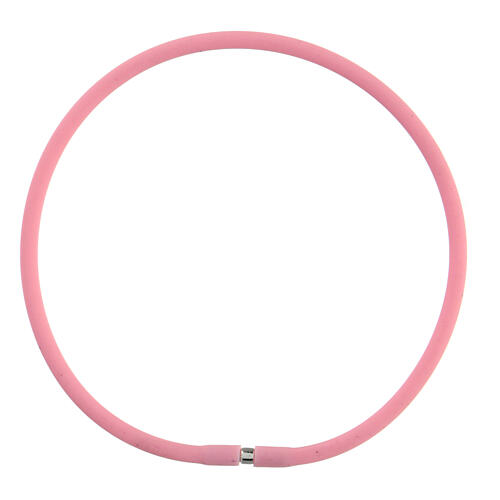 Pink rubber bracelet with silver fastener 1