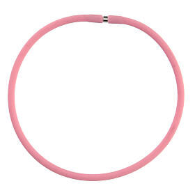 Pink rubber bracelet with silver clasp