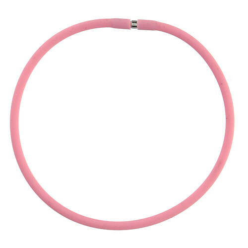 Pink rubber bracelet with silver clasp 2