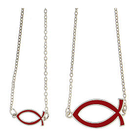 Scapular necklace 925 silver Christian fish red adjustable HOLYART Collection