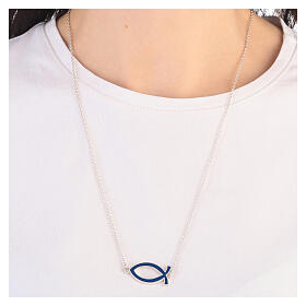 Collar escapulario ajustable peces azules plata 925 HOLYART Collection