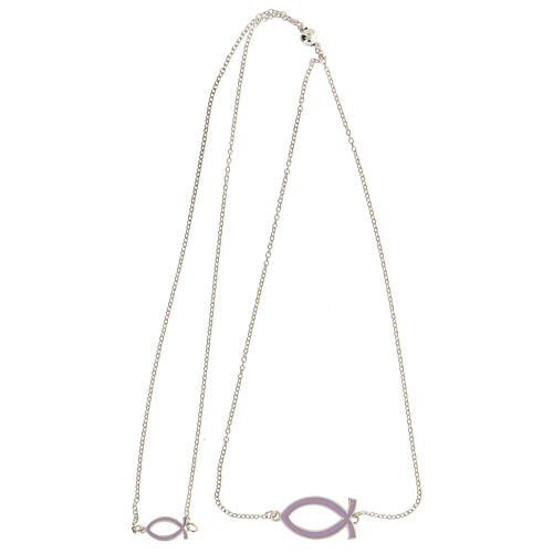 Collier scapulaire poissons lilas réglable argent 925 Collection HOLYART 3