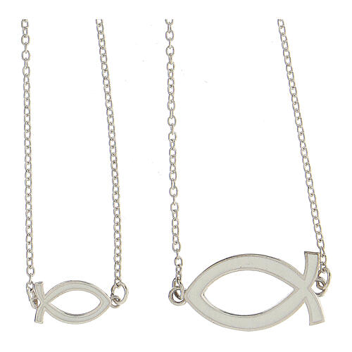 Collana argento 925 scapolare pesci bianchi regolabile HOLYART Collection 1