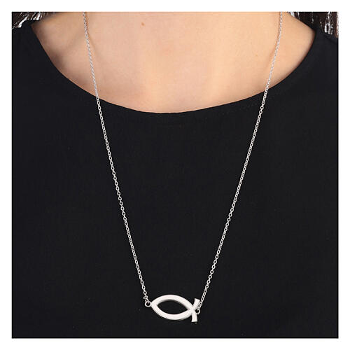 Collana argento 925 scapolare pesci bianchi regolabile HOLYART Collection 2
