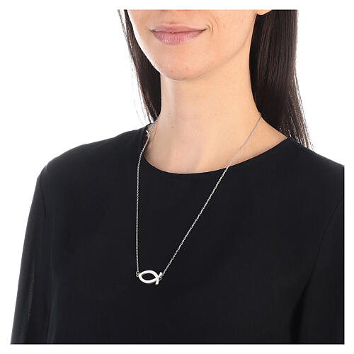 Collana argento 925 scapolare pesci bianchi regolabile HOLYART Collection 3