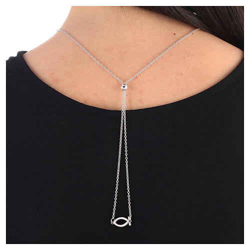 Collana argento 925 scapolare pesci bianchi regolabile HOLYART Collection 5