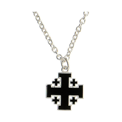 Necklace with black Jerusalem cross pendant, 925 silver, HOLYART Collection 3