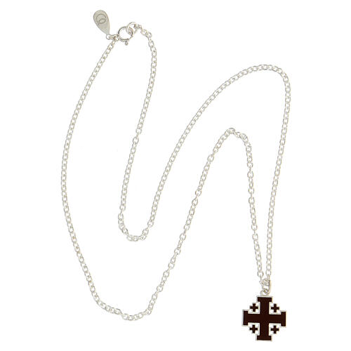 HOLYART Collection Halskette aus Silber 925 mit Kette und braunem Kreuz von Jerusalem 4