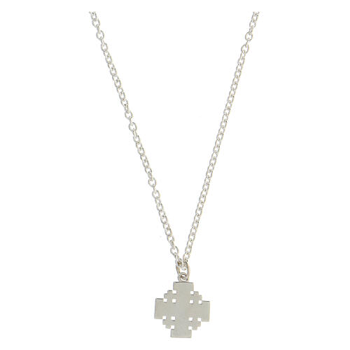 Collar cruz de Jerusalén marrón cadena plata 925 HOLYART Collection 3