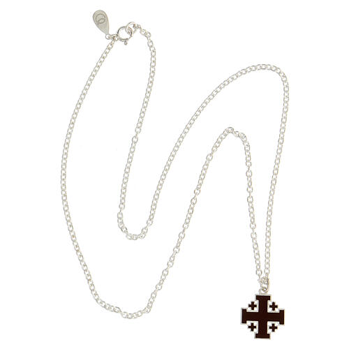 Collar cruz de Jerusalén marrón cadena plata 925 HOLYART Collection 5