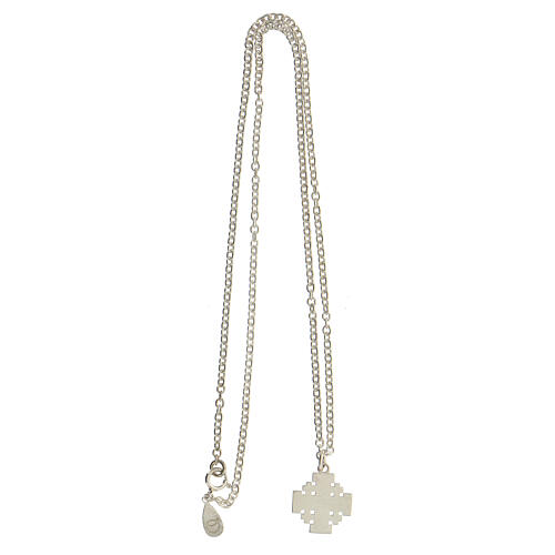 Necklace with red Jerusalem cross pendant, 925 silver, HOLYART Collection 5