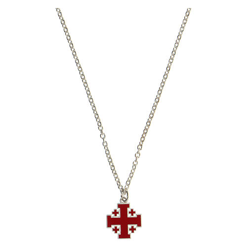 Collana catena croce di Gerusalemme rossa argento 925 HOLYART Collection 3