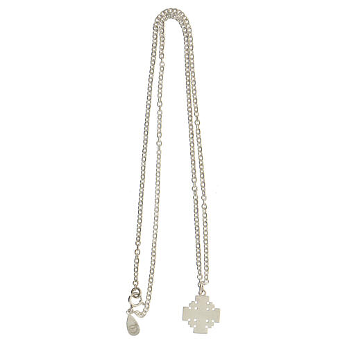 Collana catena croce di Gerusalemme rossa argento 925 HOLYART Collection 5