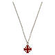 Naszyjnik łańcuszek krzyż Jerozolimski czerwony srebro 925 HOLYART Collection s1