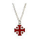 Naszyjnik łańcuszek krzyż Jerozolimski czerwony srebro 925 HOLYART Collection s3