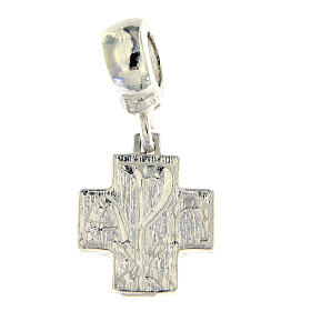 Charm-Anhänger mit Öse, Kreuz mit Porträt Johannes Paul II, aus 925er Silber