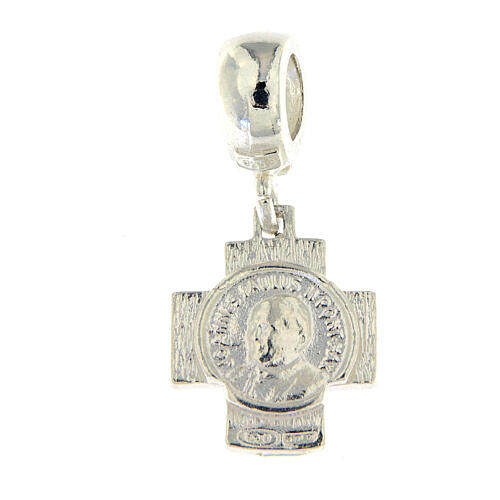 Charm-Anhänger mit Öse, Kreuz mit Porträt Johannes Paul II, aus 925er Silber 5